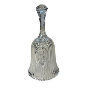 Collectible Womans Silhouette Clear Glass Hand Bell Ribbed Bottom 6.5" x 3"